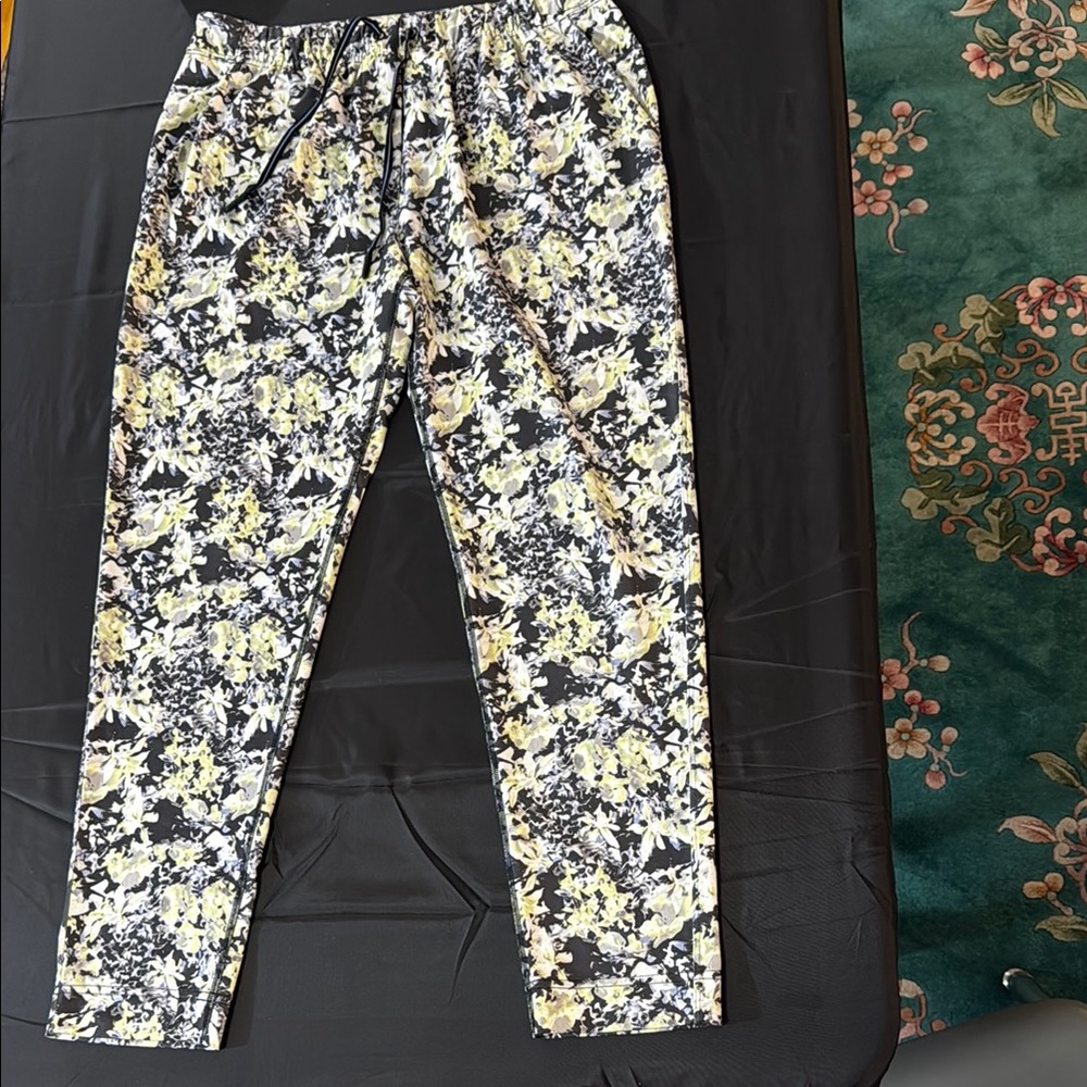 lululemon athletica Black and Yellow Floral Cropped Pants
